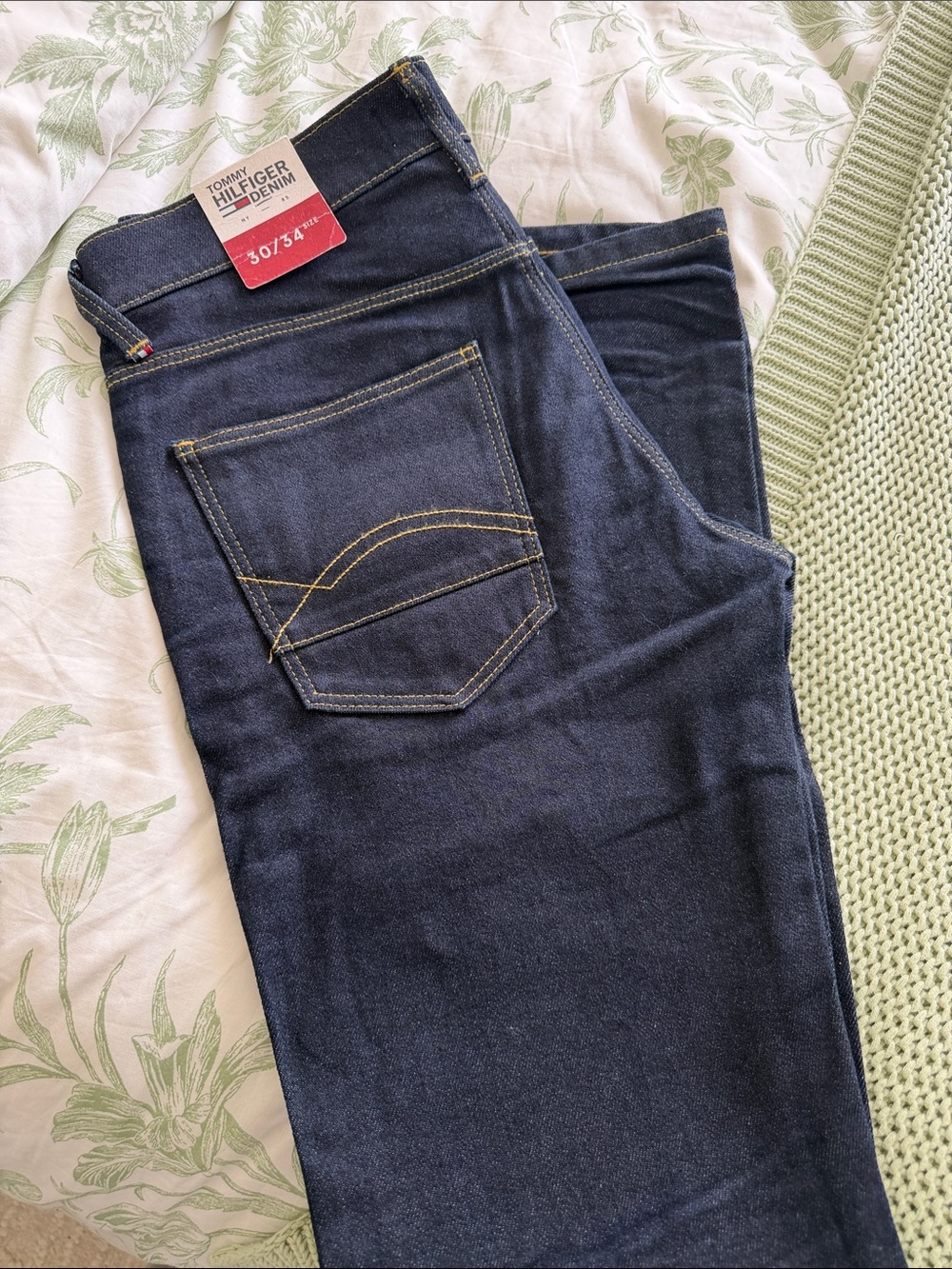 Mens Tommy Hilfiger Navy Blue Straight-Leg Denim Jeans 30 x 34